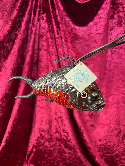 Vintage Christmas - Handblown Glass Ornament - Red and Black Koi Fish - Larry Fraga Designs