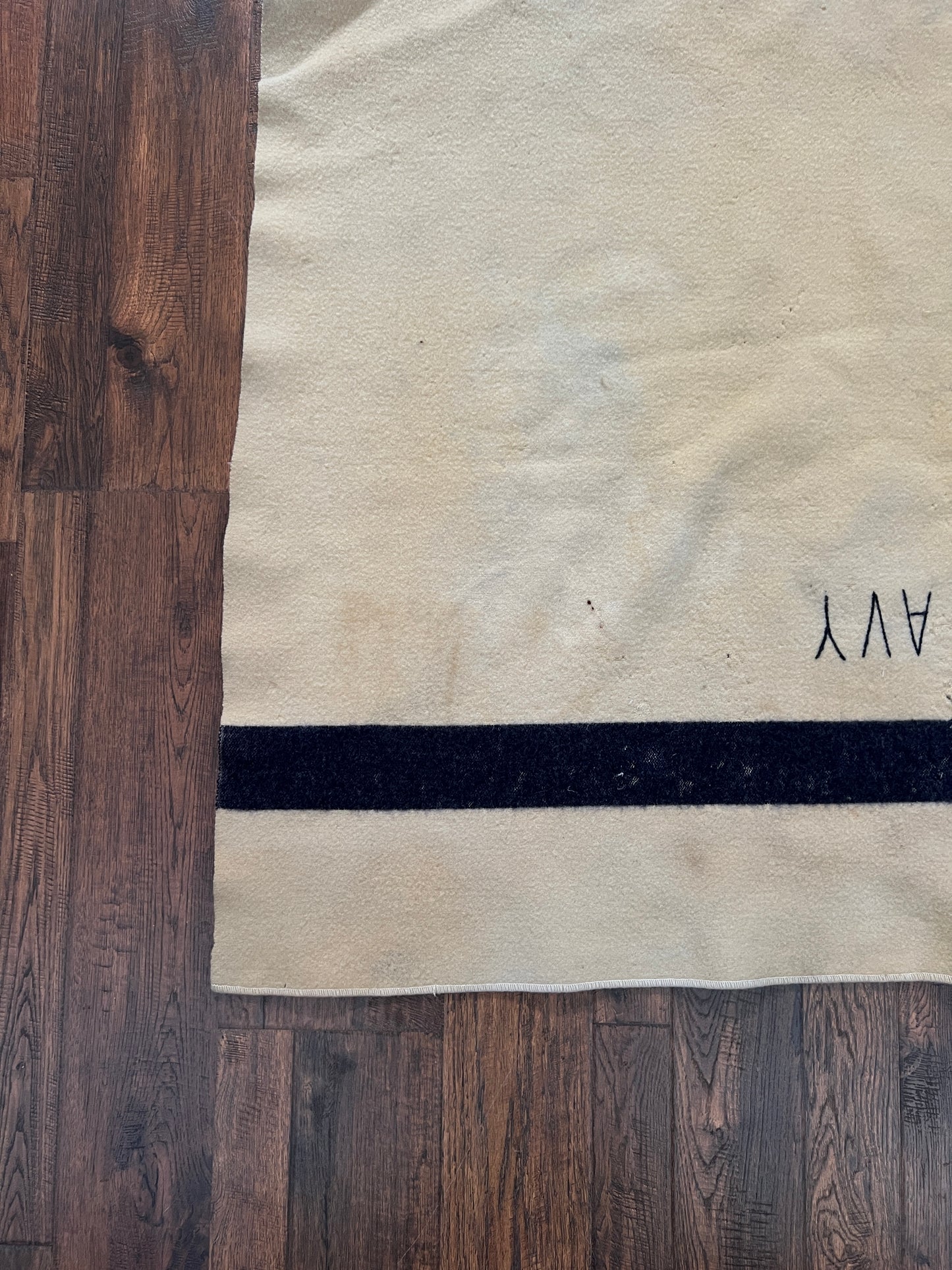 Vintage Military Issue Wool Blanket – WWII US Navy Blue Stripe