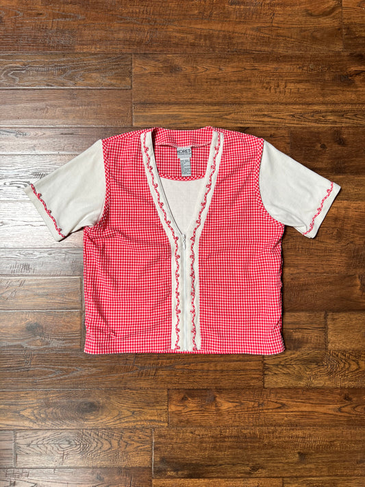 Vintage Clothing - T-Shirt Vest - Red Gingham - Koret Francisca - Medium