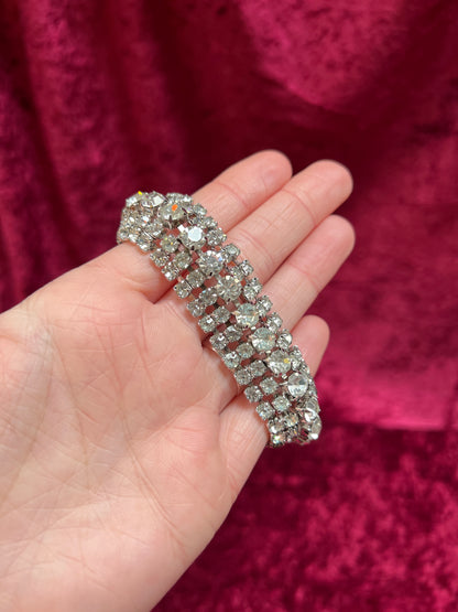 Vintage Jewelry - 5-Row Tennis Bracelet - Round Cut Rhinestones - 7.5"