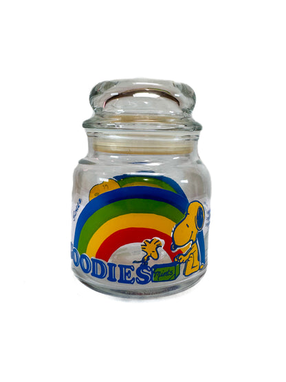 Vintage Canister - Snoopy Rainbow Goodies Glass Jar - 1965