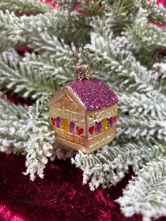 Vintage Christmas - Handblown Glass Ornament - Miniature First Home House - Germany