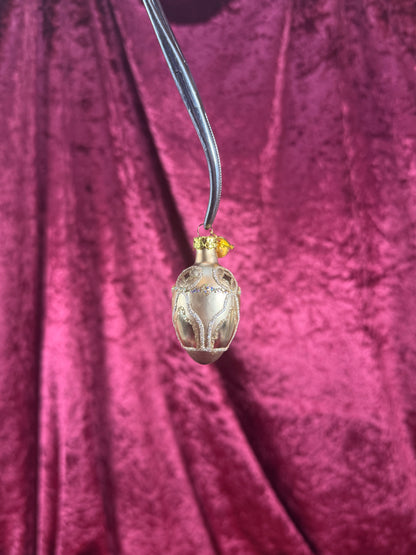 Vintage Christmas - Handblown Glass Ornament - Gold Glitter Spindle - KSA - 2.5"