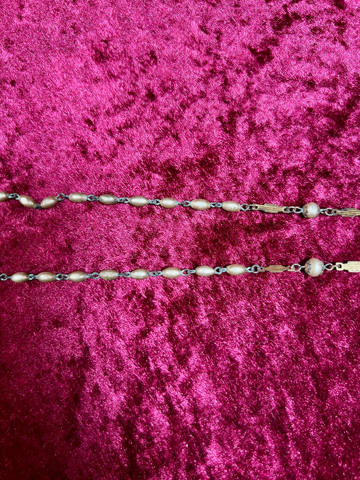 Vintage Jewelry - Italian Rosary - Champagne Gold Beads with Gold Tone Cross - 22"