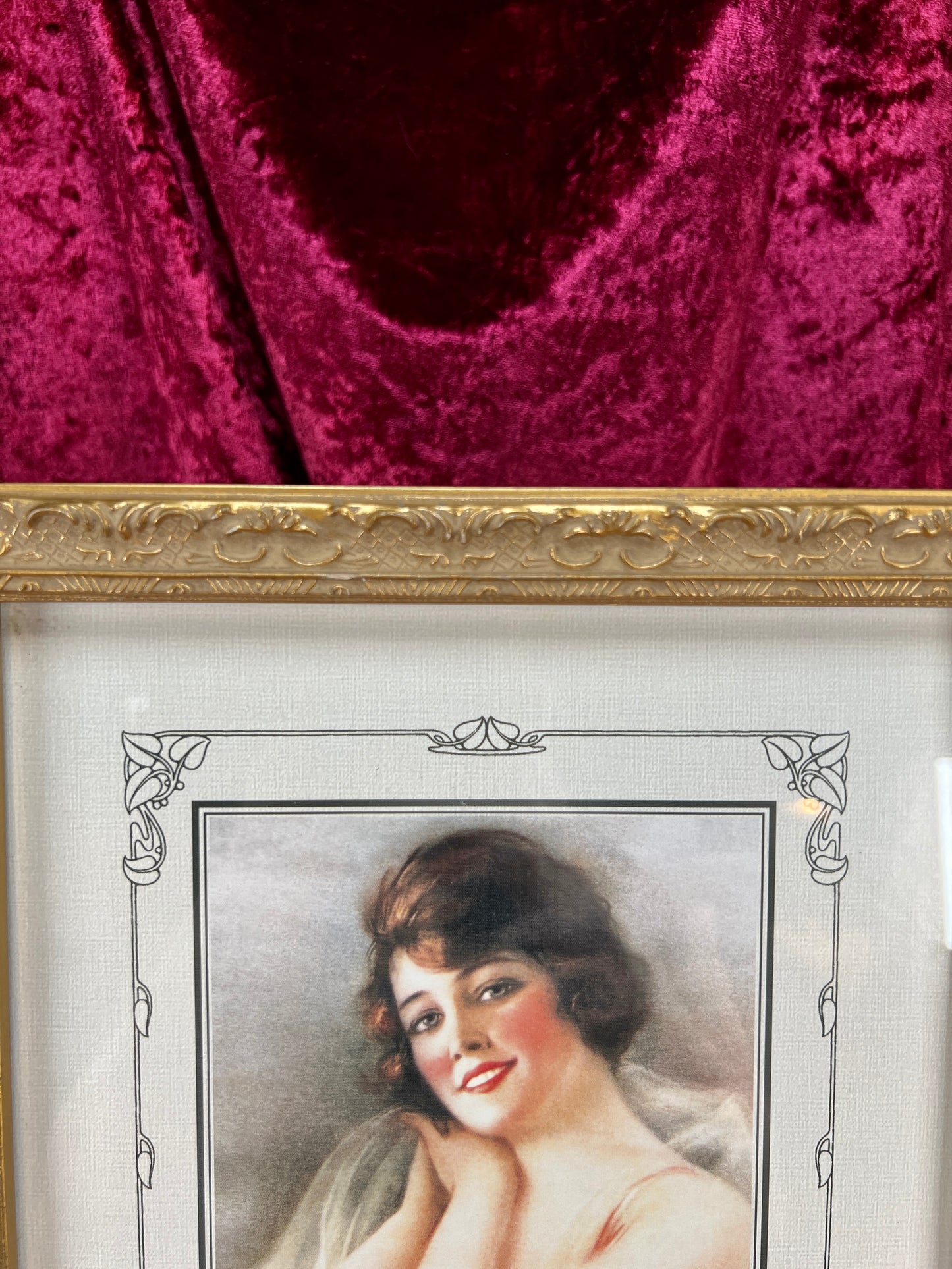 Vintage Long Framed Wall Art – Portrait of Amelia by Hamilton King