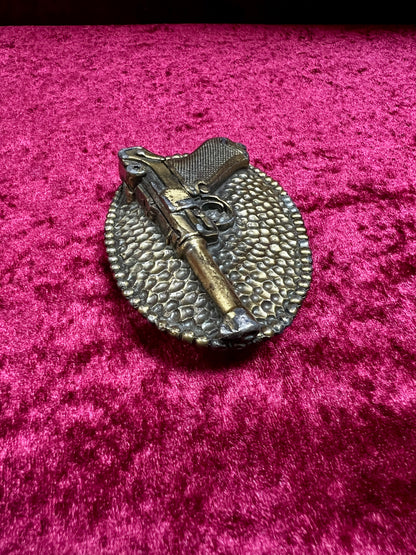 Vintage Solid Brass Belt Buckle - Luger Pistol 413 Limited Edition 1976 - Buckle Co. Chicago