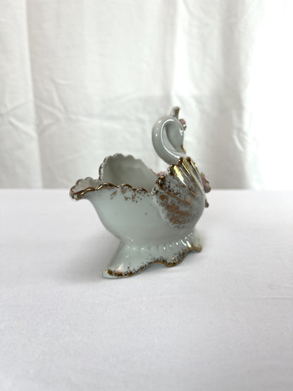 Vintage Trinket Dish - Porcelain Princess Swan - Lefton China