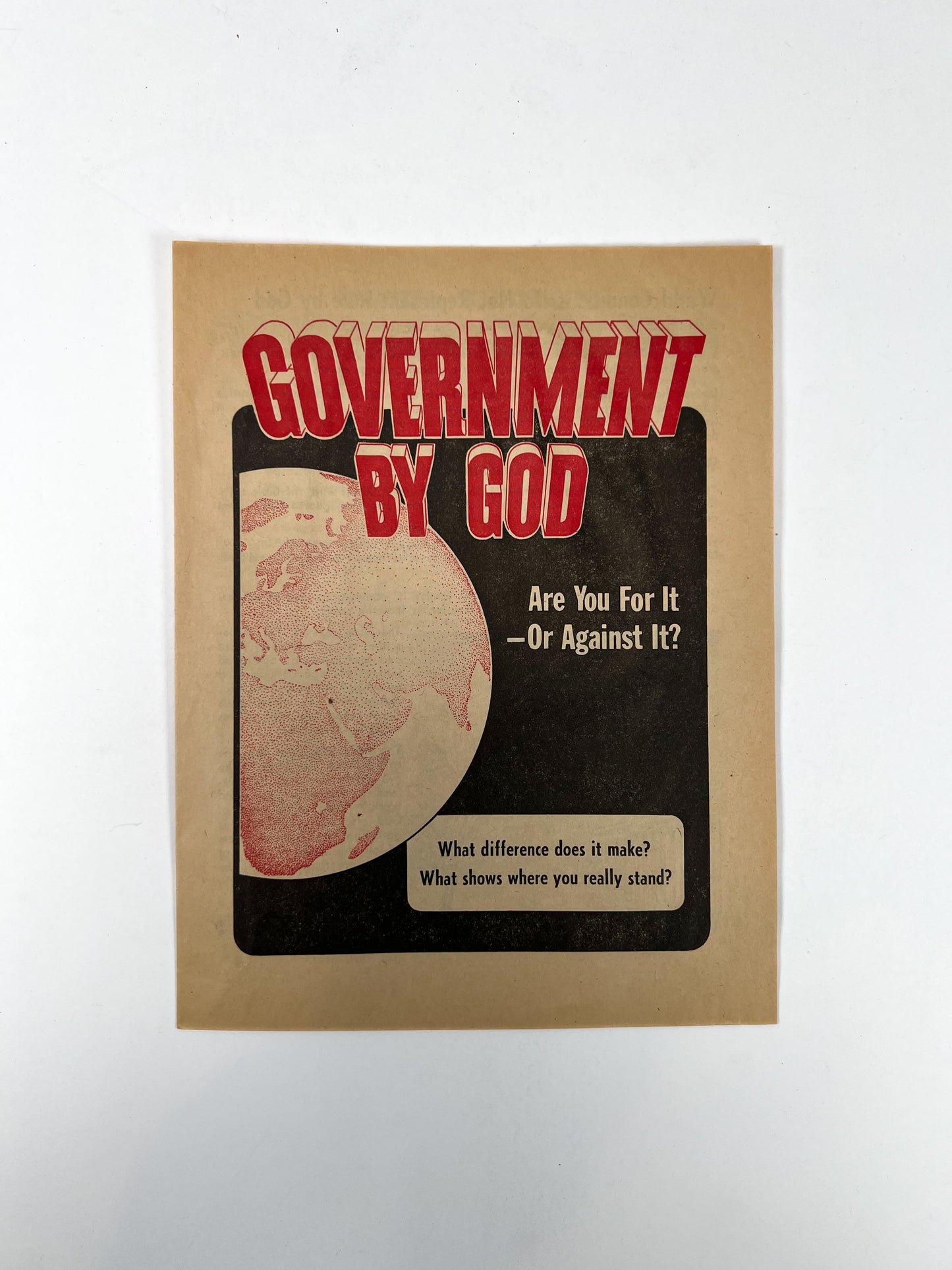 Vintage Ephemera - Religious Pamphlet - Government By God