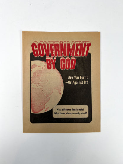 Vintage Ephemera - Religious Pamphlet - Government By God
