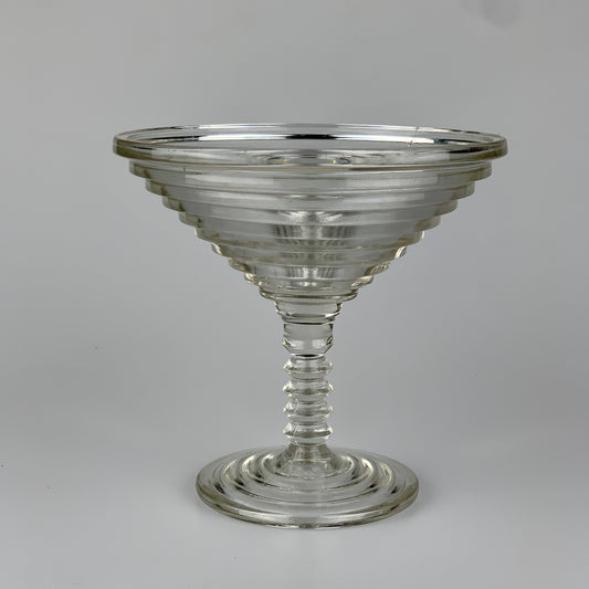 Vintage Anchor Hocking Ribbed Stemmed Compote Martini Glass - Clear