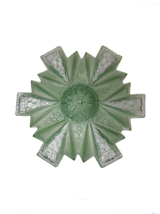 Antique Lighting - Art Deco Ceiling Shade - Frosted Green Glass - Martel Modernizer