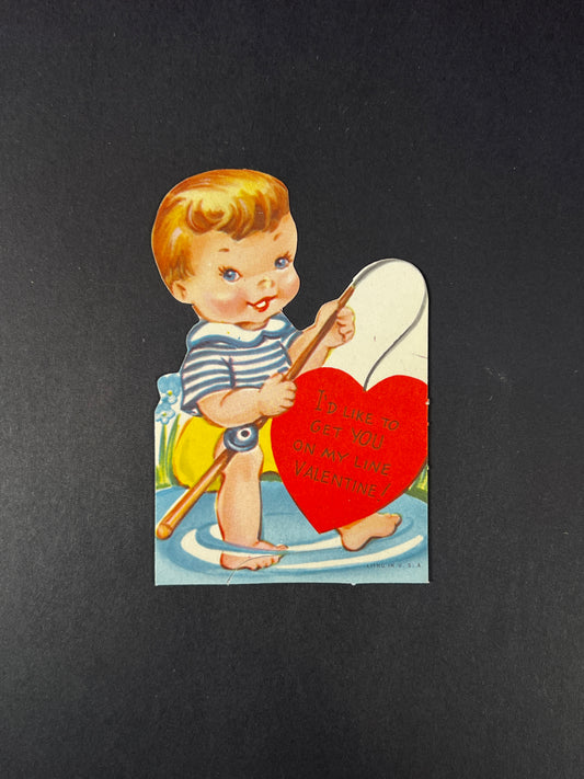 Vintage Ephemera - Valentine’s Day Card - I’d Like To Get You On My Line!