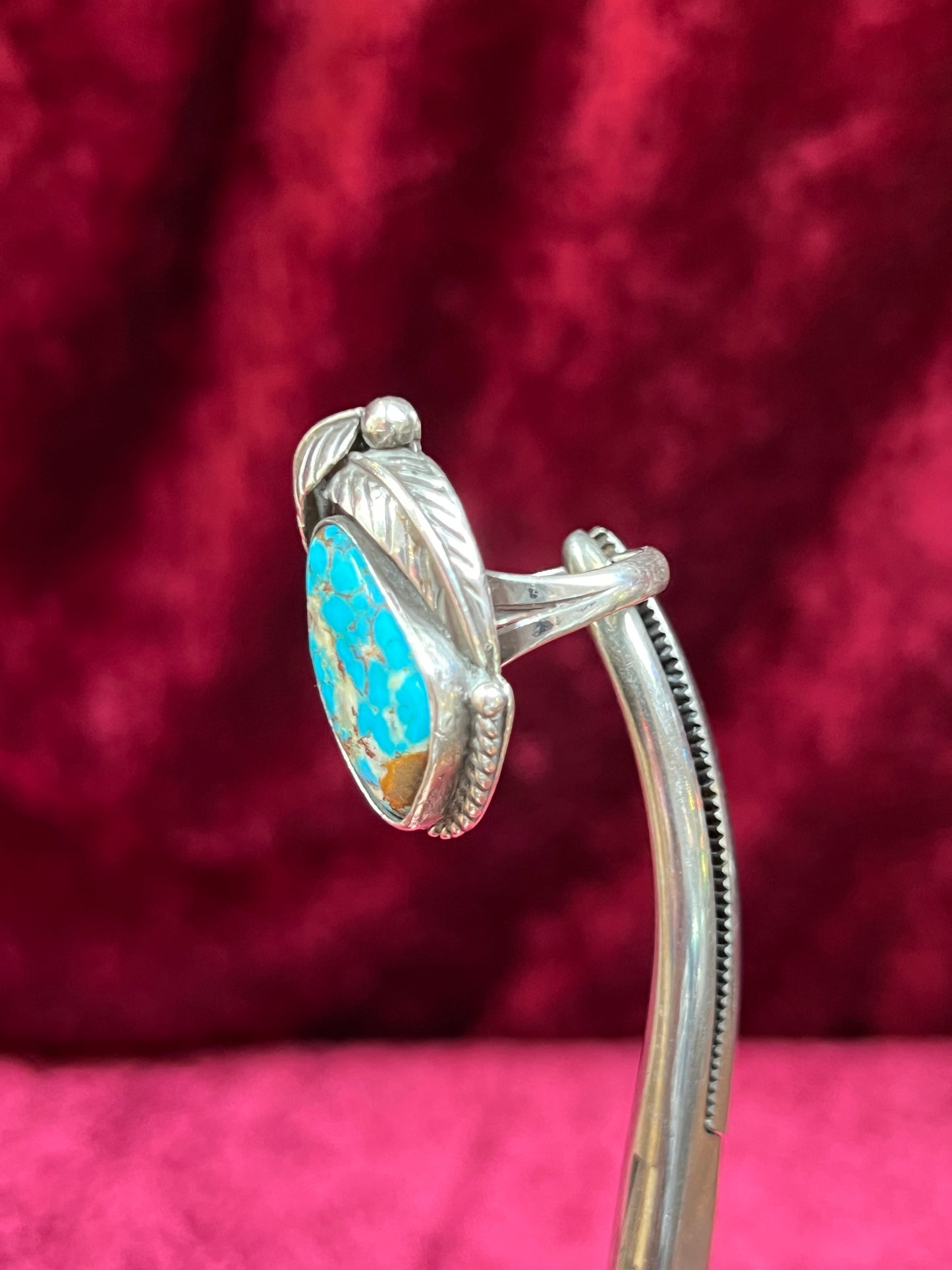 Vintage Jewelry - Chunky Ring - Sterling Silver - Natural Turquoise - J.C. - 8.25