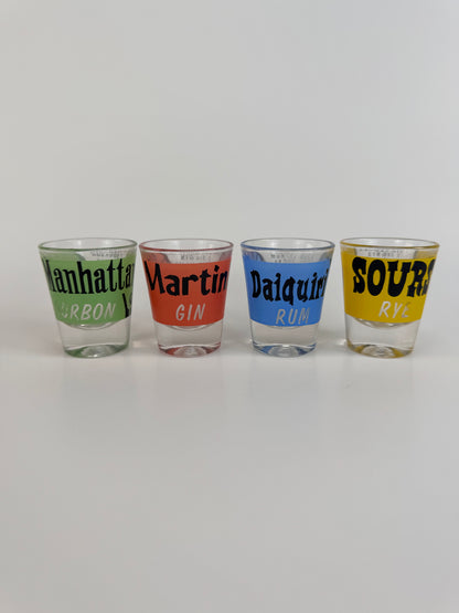 Vintage 1950s Federal Glass Cocktail Recipe Shot Glasses - Set of 4