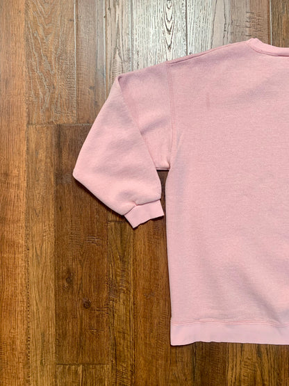 Vintage 1980s Cheetah Crewneck Sweatshirt - Baby Pink - Medium - Made In U.S.A.