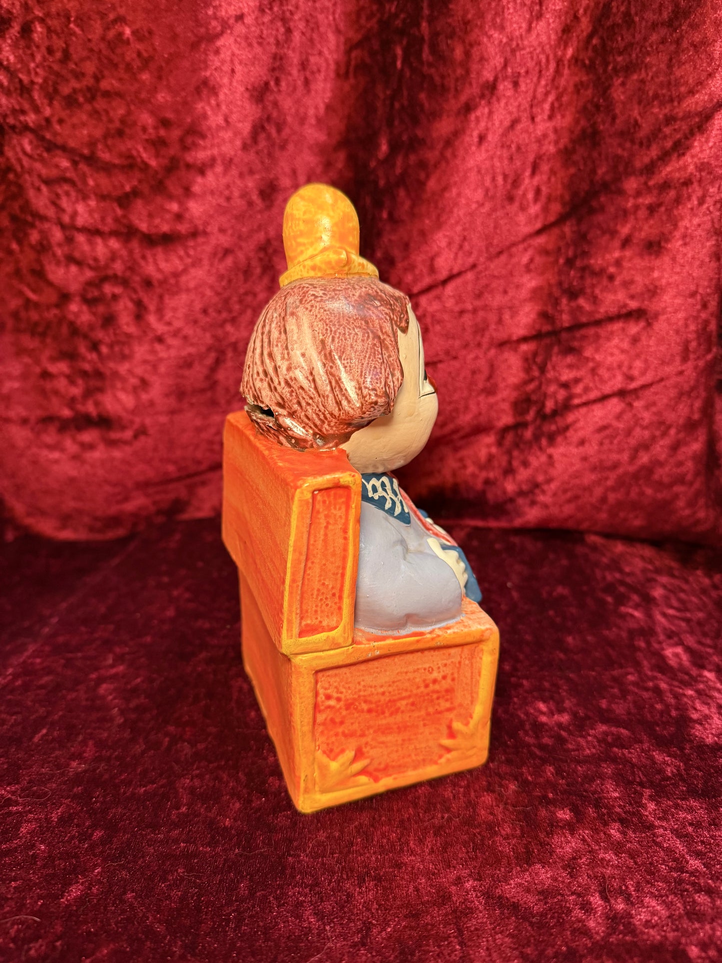 Vintage Clown Art - Whimsical Ceramic Figure - Jack in the Box Clown with Accordion Bank