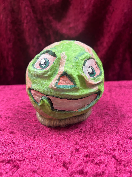 Vintage Inspired Handmade Paper Mache Lantern - Grinning Gourd - Small