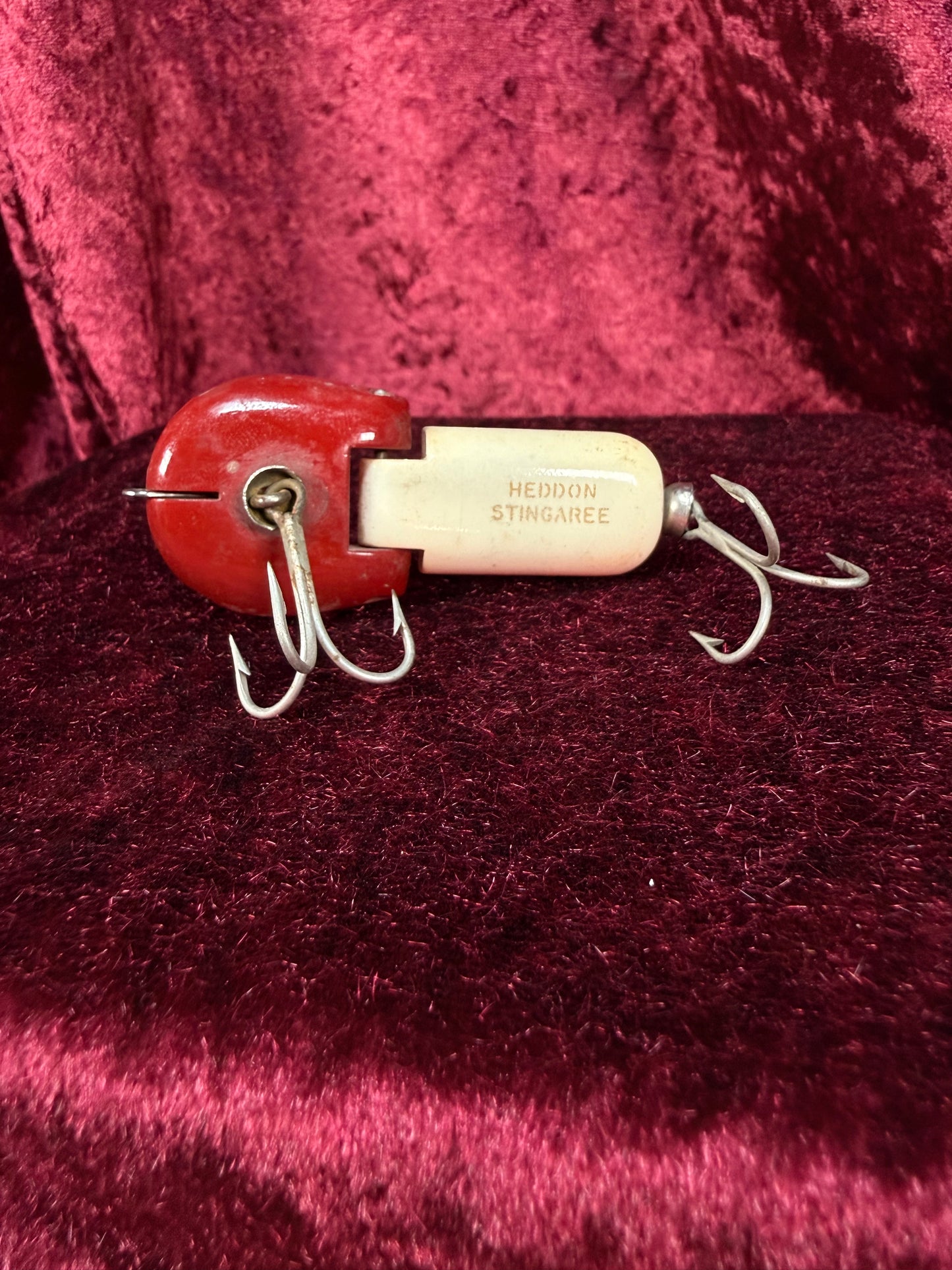 Vintage Wood Fishing Lure – Heddon Tiny Stingaree Red Head Pattern