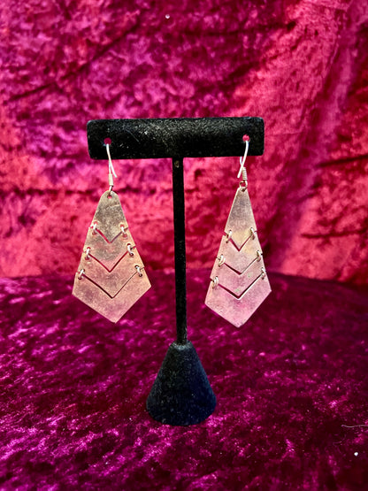 Vintage Jewelry - Dangle / Drop Earrings - Sterling Silver - Fish Back Mother of Pearl