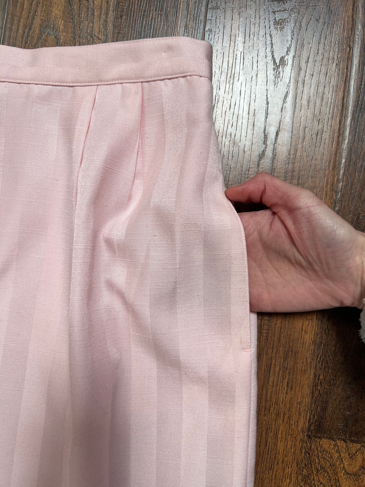 Vintage Clothing - Pinstripe Straight Skirt - Cotton Candy Pink - Sassoon - Small