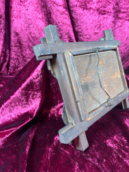 Vintage Wall Art - Antique Black Forest Style Frame - Spring Florals Illustration