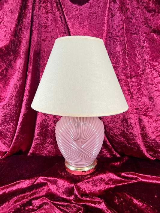 Vintage Lighting - Tabletop Lamp - 1980s Art Deco Revival - Mauve Shell
