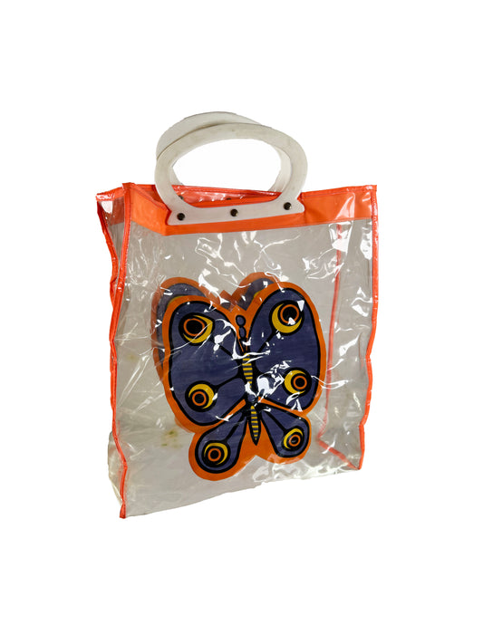 Vintage Accessories - Plastic Market Bag - Groovy Butterfly 1970s