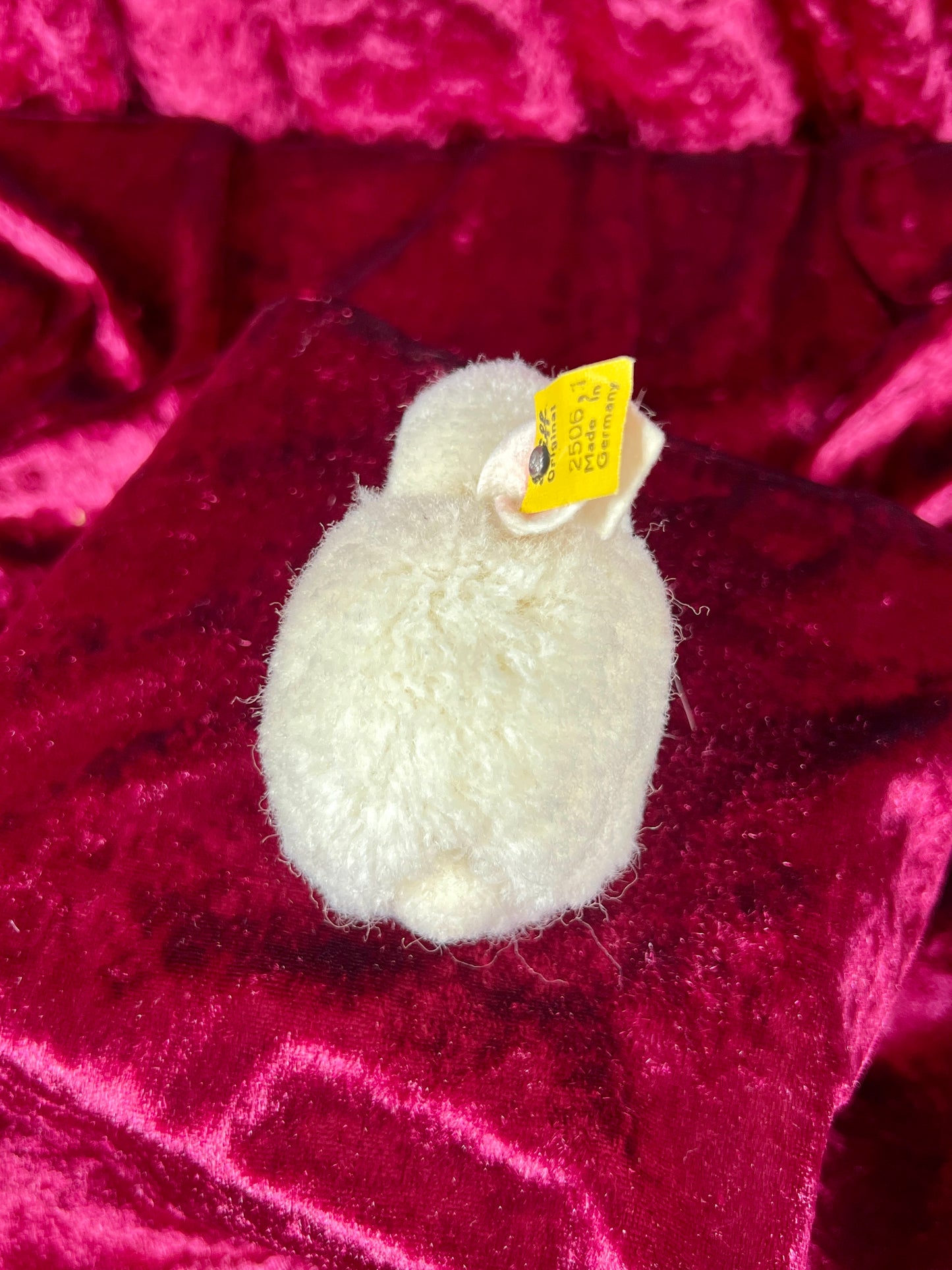 Vintage Collectibles - Miniature Stuffed Toy - White Pom Pom Bunny Rabbit - 25061 - Steiff - Germany