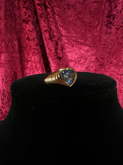 Vintage Gold Tone Ring – Bold Sparkle Heart Ring by Avon - Size 8.5