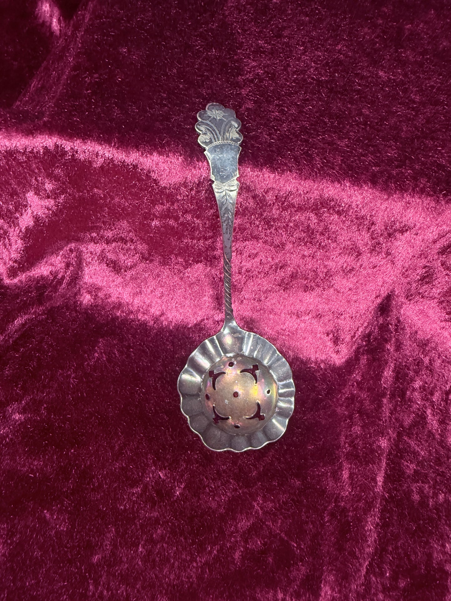 Vintage Silverplate Sugar Sifter Spoon – Pierced Bowl Floral Handle