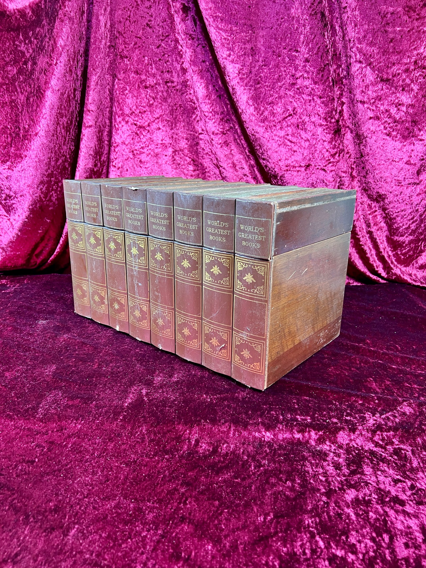 Vintage Barware - Mid Century Hidden Leather Bound Book Bar - World's Greatest Books - Japan