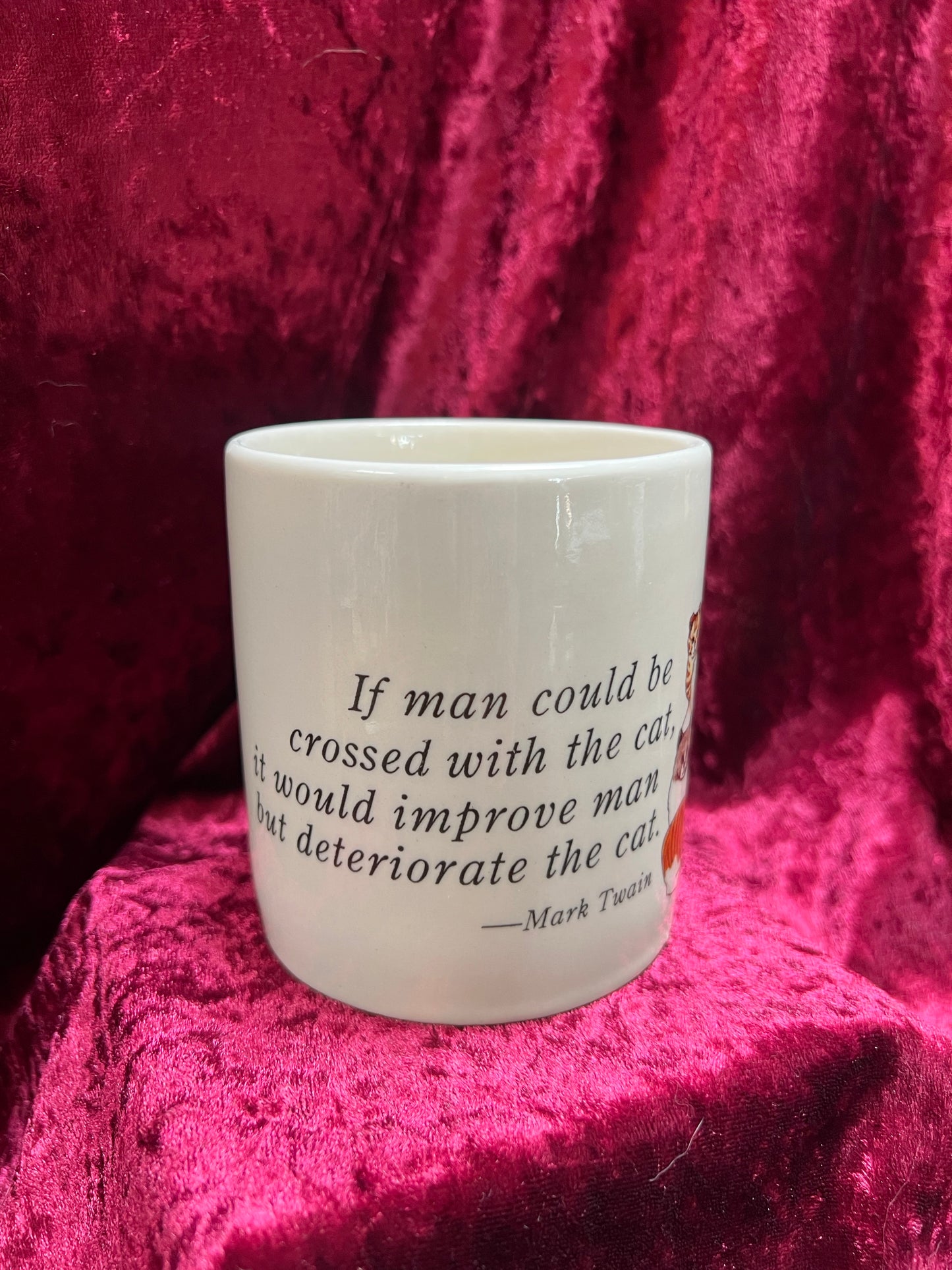Vintage Mug - Novelty Stoneware Coffee Cup - If Man Could Be Crossed With The Cat - Made In China