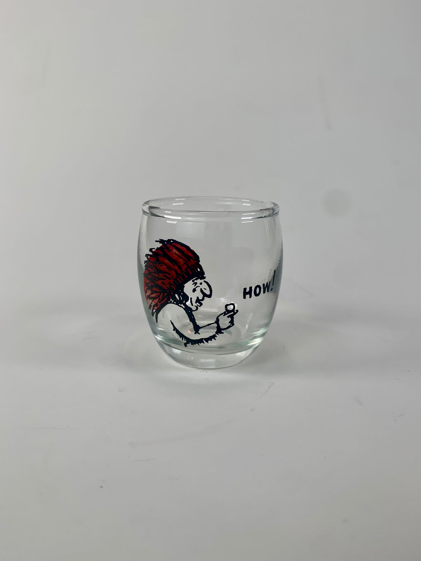 Vintage Shot Glass - How! - 1950s Novelty Gag Gift