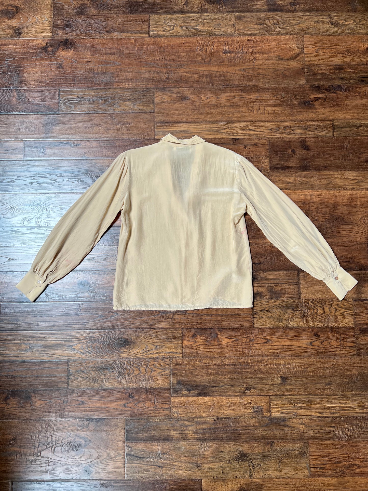 Vintage Clothing - Button Up 100% Silk Shirt - Tan - Chaus - Medium