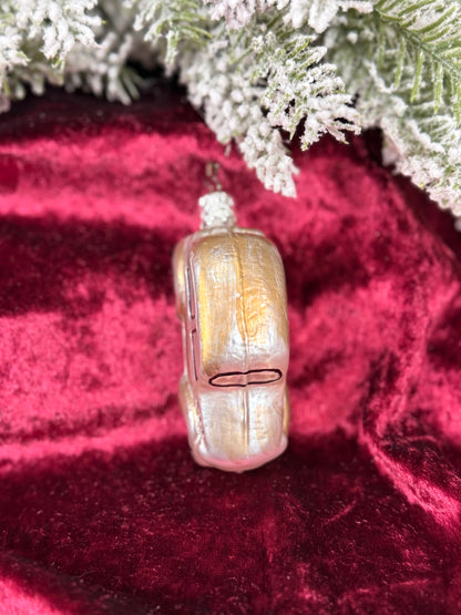 Vintage Christmas - Handblown Glass Ornament - Silver Coupe Car - Inge Glas - Germany