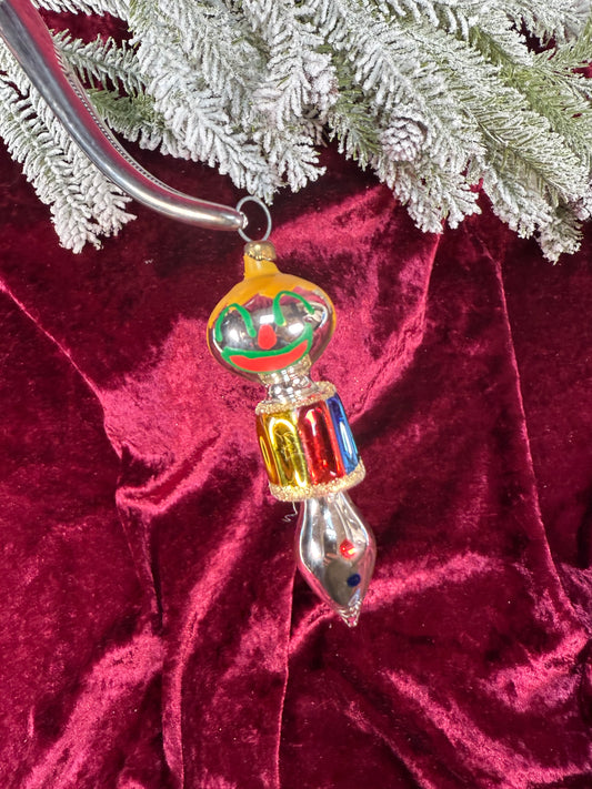Vintage Christmas - Handblown Glass Ornament - Little Clown - Soffieria De Carlini - Italy