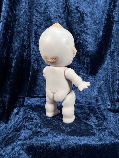 Vintage Bisque Ceramic Kewpie Doll – Posable Figure with Pink Lace Dress