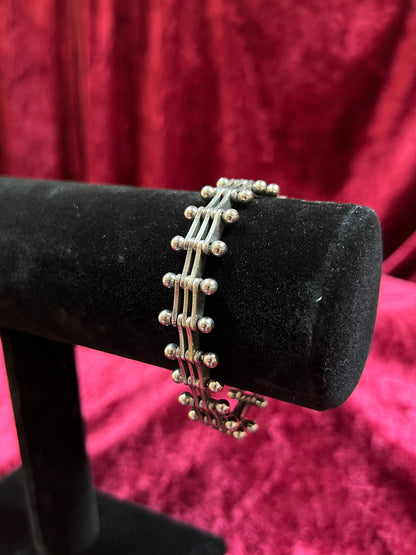 Vintage Jewelry - Bracelet - 925 Sterling Silver - Industrial Ball and Bar Link