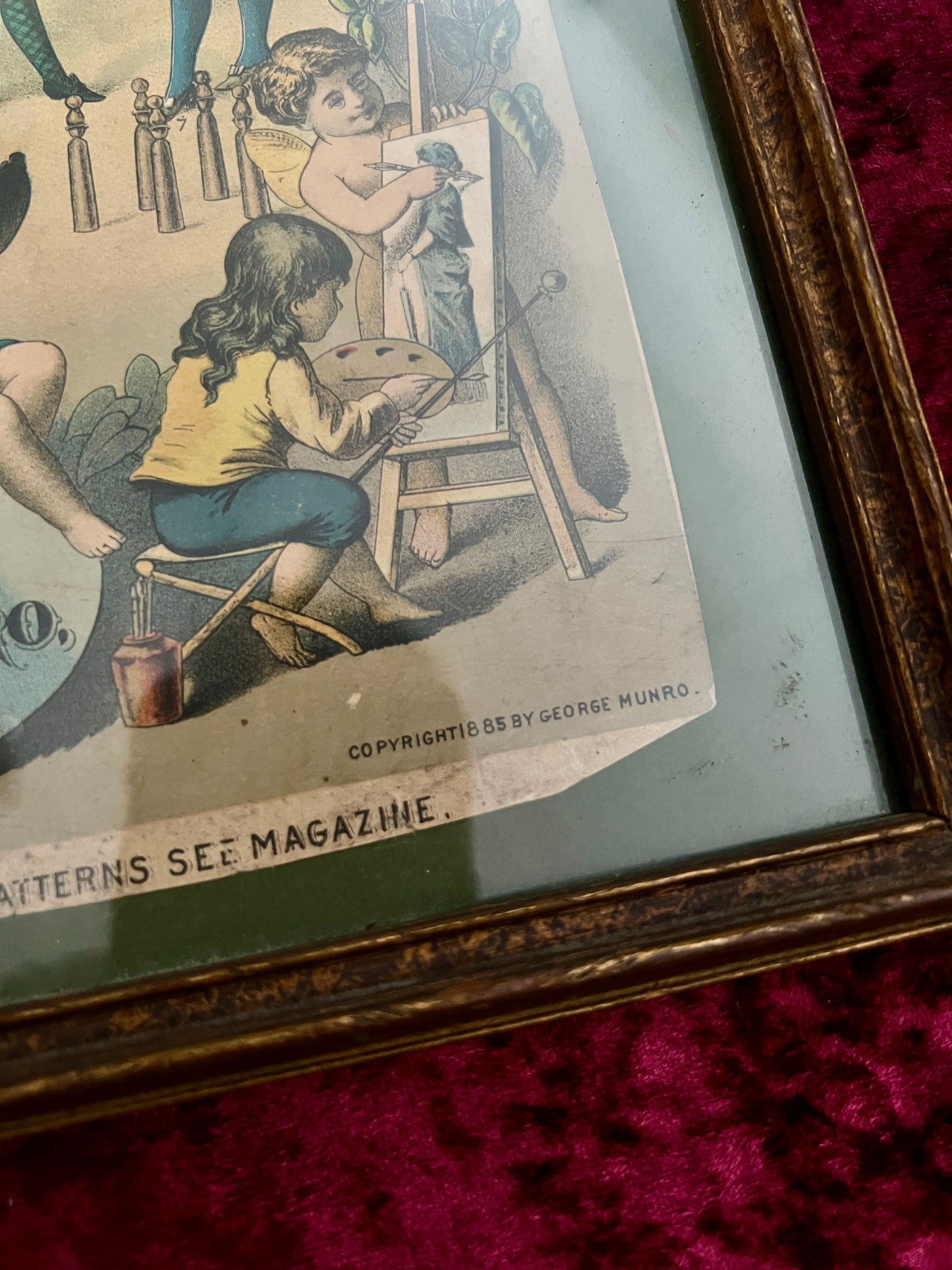 Vintage Framed Magazine Cover - 1885 New York Fashion Bazar George Munro
