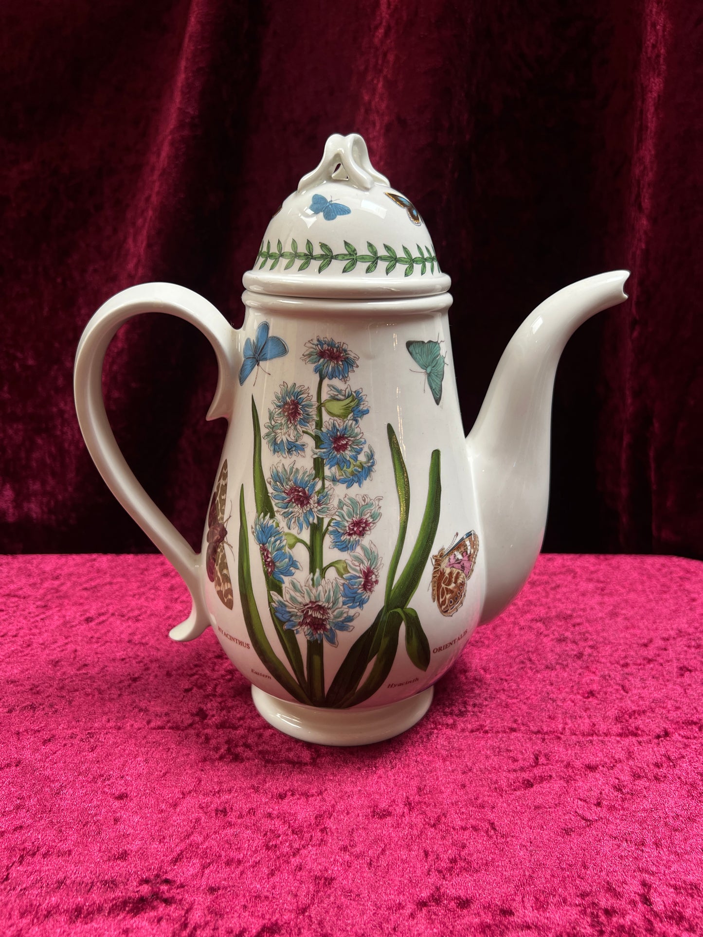 Vintage Ceramic Coffee Pot - Botanic Garden Hyacinth Butterfly Portmeirion