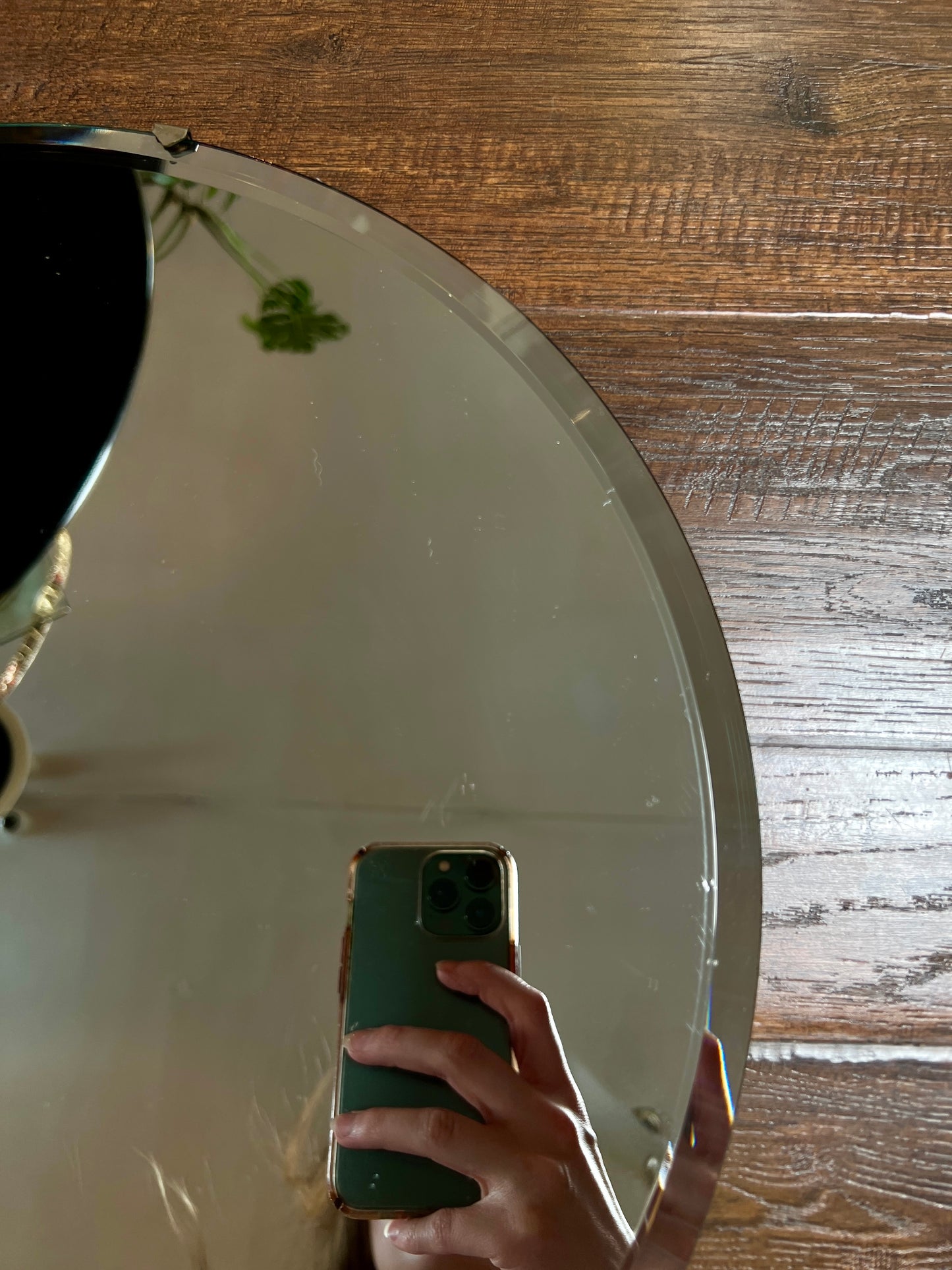 Vintage Round Frameless Beveled Glass Portal Mirror - 15.5"