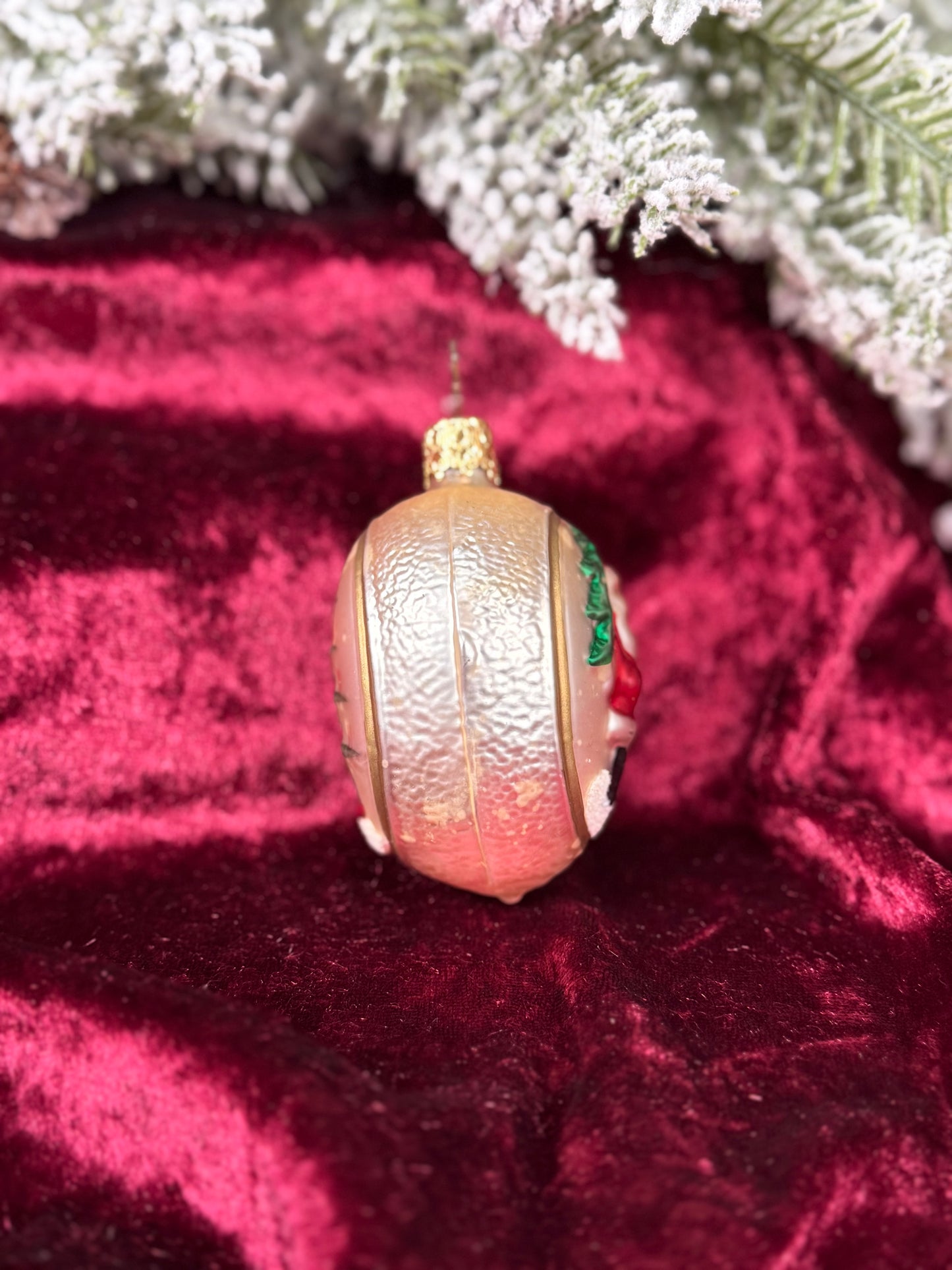 Vintage Christmas - Double-Sided Handblown Glass Ornament - Old World Christmas Tree and Santa - Inge Glas - Germany