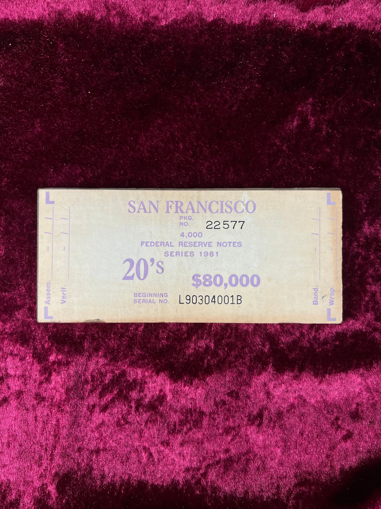 Vintage Wood Bank Currency $20 Banding Boards - Federal Reserve San Francisco Set of 10