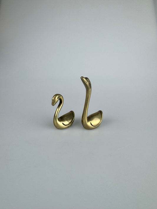 Vintage Brass Swans Figures - Pair of 2