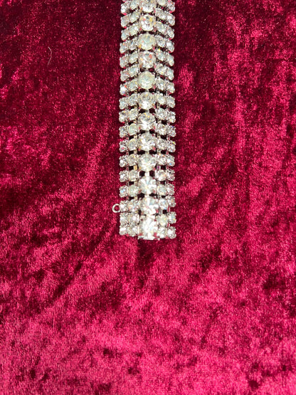 Vintage Jewelry - 5-Row Tennis Bracelet - Round Cut Rhinestones - 7.5"