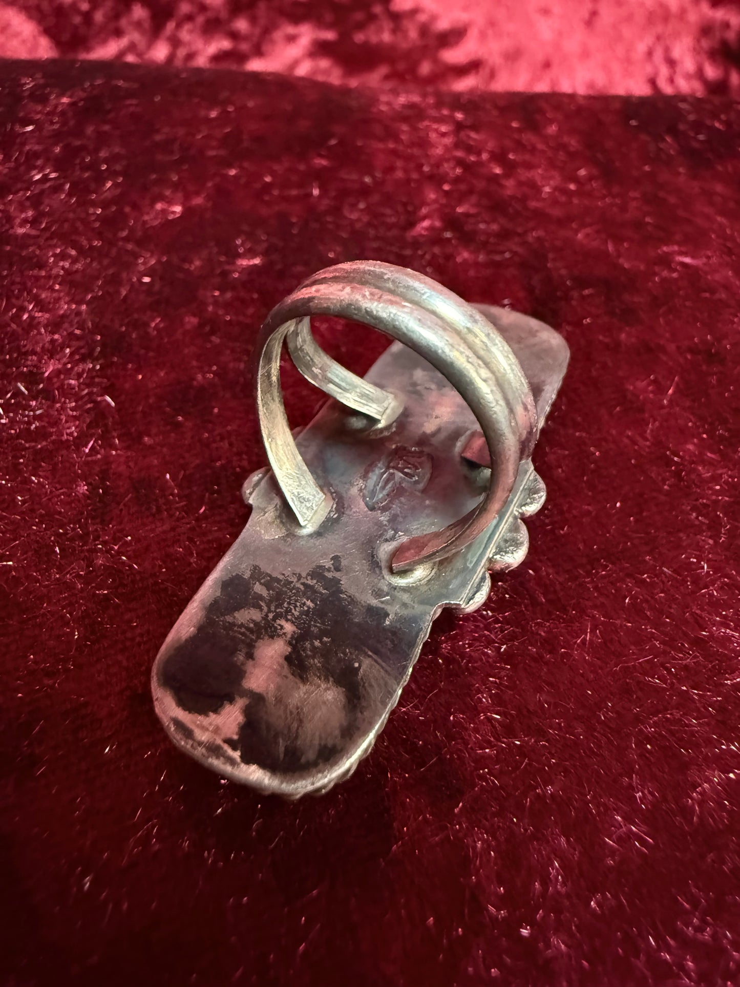 Vintage Sterling Silver Ring – Turquoise and Mother of Pearl Inlay Statement - Size 6