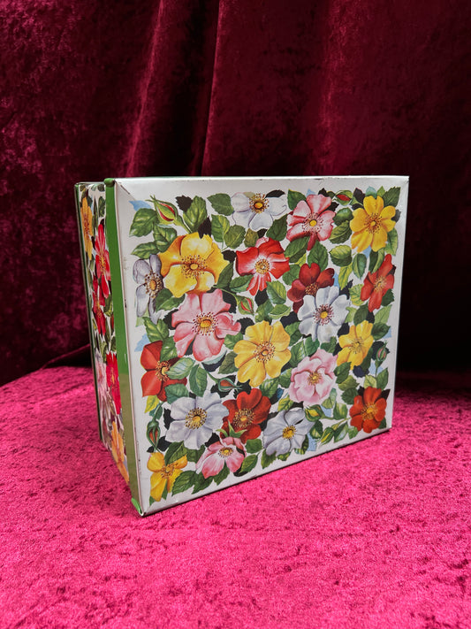 Vintage Tin Storage Box – Colorful Wildflower Print - Made In England