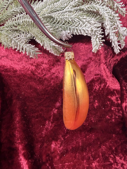 Vintage Christmas - Handblown Glass Ornament - Yellow Banana - Inge Glas - Germany