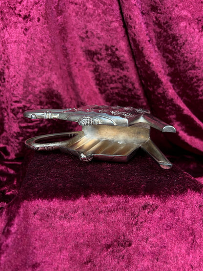 Vintage Plate Napkin / Letter Holder - Silver Teapot - Godinger Silver Co 1993