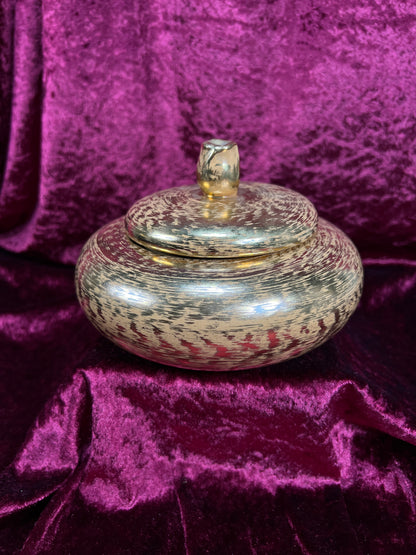 Vintage Stangl Ceramic Trinket Box – Granada Gold Metallic Lidded Dish
